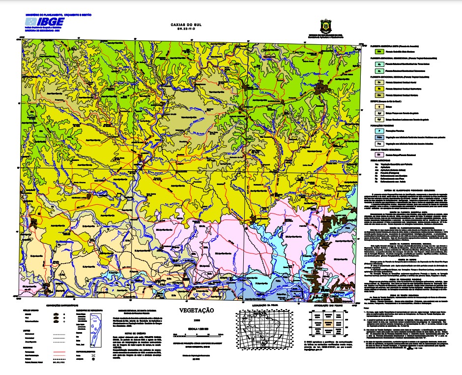 Carta de Caxias - Mapa da vegetação feito pelo IBGE